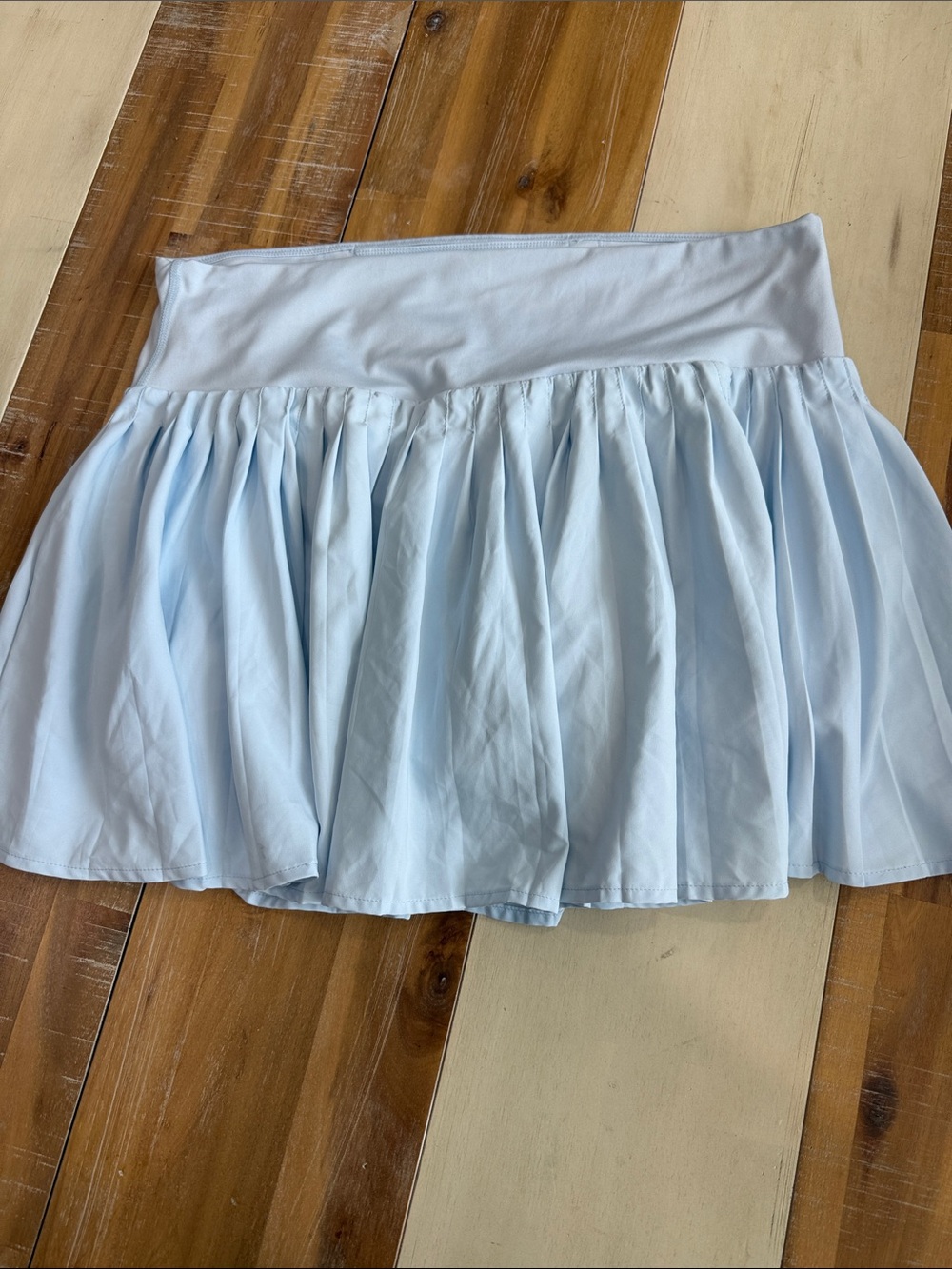 all in motion Pale Blue Gathered Skater Mini Skirt